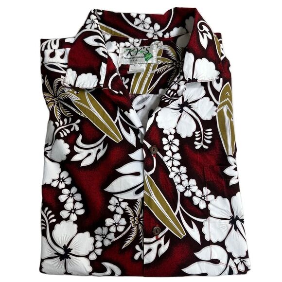 Ky’s Hawaiian Shirt 100% Cotton Surlboards Tropical Floral Print Mens Size XL - Picture 4 of 9